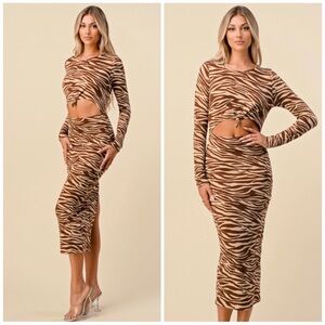 Brown Zebra Print Maxi Dress